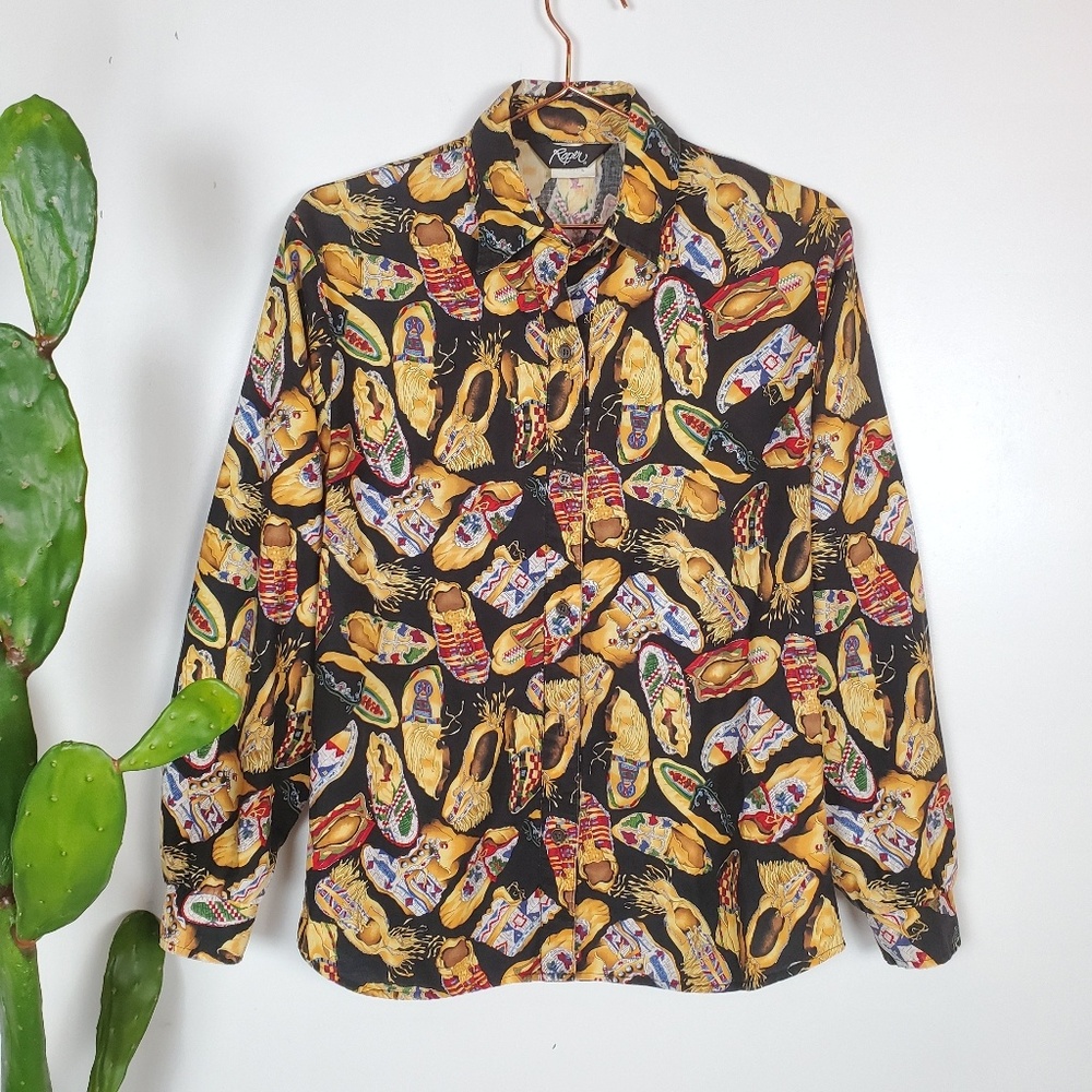 Vintage Roper Native American Moccasins shirt M